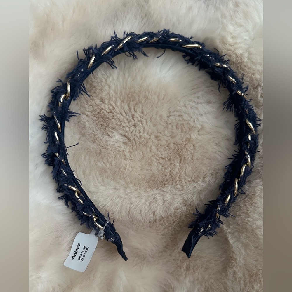NWT Claire’s denim Chain Headband